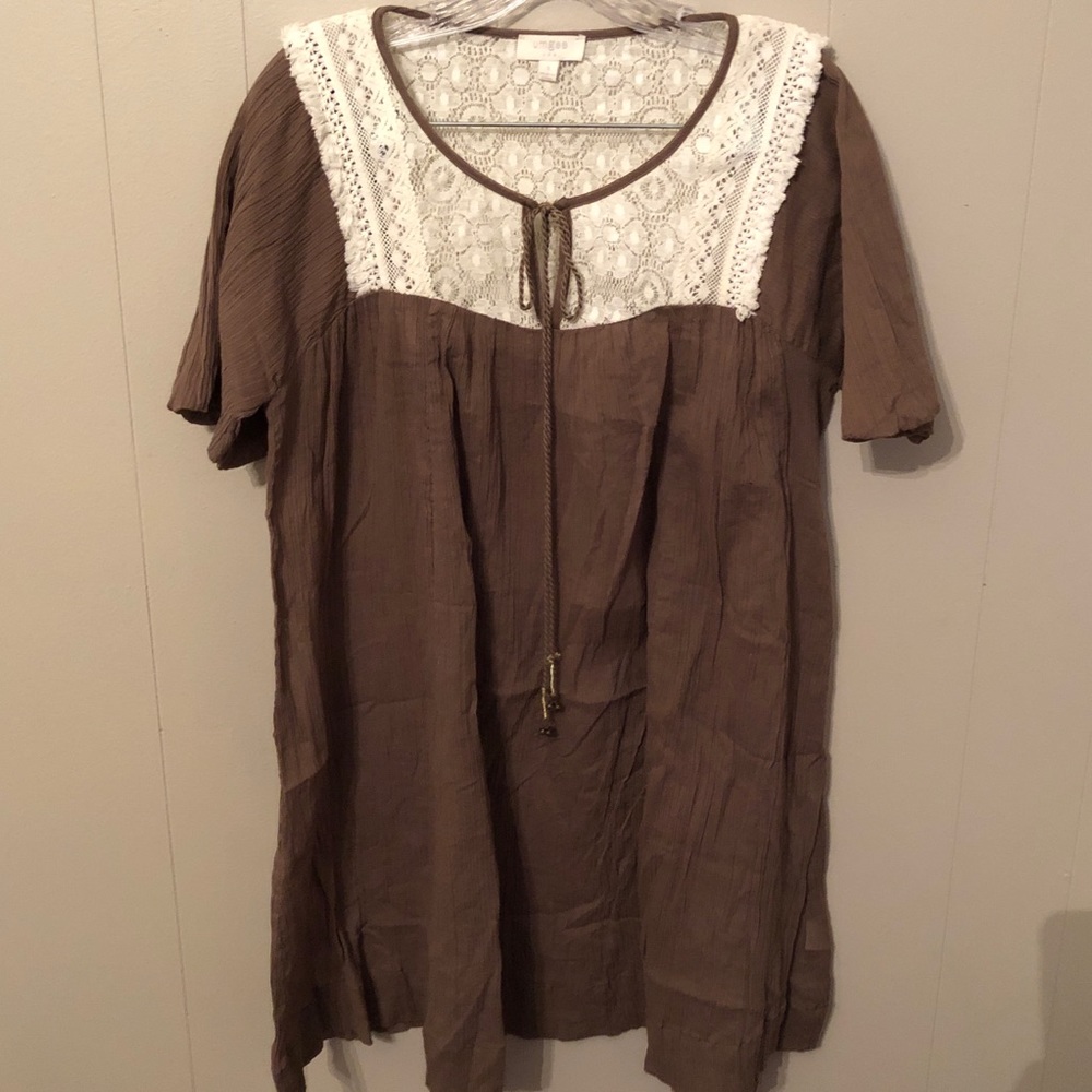 UMGEE Boho Tunic Brown w/ Ivory Lace